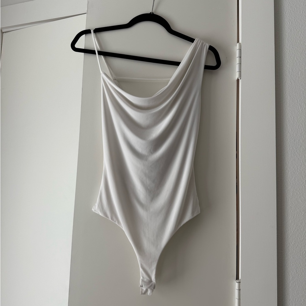 Le Lis White Asymmetrical Bodysuit
